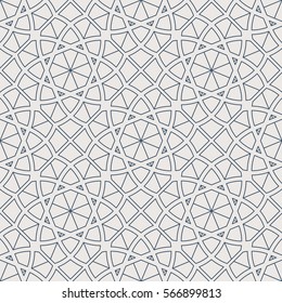 Seamless texture with arabic geometric ornament. Vector lineart pattern