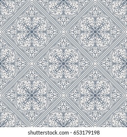 Seamless texture with arabic geometric ornament. Vector vintage lineart pattern