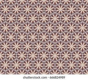 Seamless texture with arabic geometric ornament. Vector mosaic hexagonal pattern
