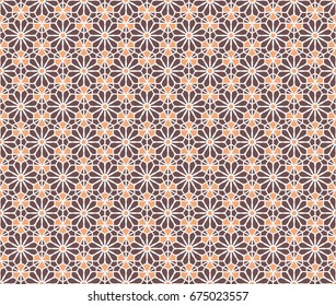 Seamless texture with arabic geometric ornament. Vector mosaic hexagonal pattern