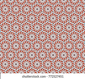 Seamless texture with arabic geometric ornament. Vector mosaic hexagonal pattern