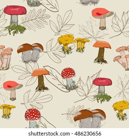 Seamless texture with autumn pattern. Vector illustration EPS8