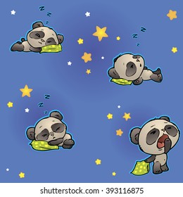 seamless texture for baby textile, sleeping pandas
