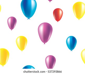 seamless texture, background with beautiful, multi colored, transparent balloons. Congratulation to the holiday. Greeting card with colorful balls. Vector illustration of isolated balloons of colored