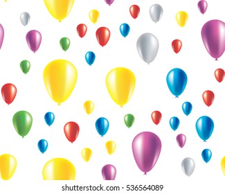 seamless texture, background with beautiful multicolored, transparent balloon. Congratulation to the holiday. Greeting card with colorful balls. Vector illustration of isolated balloons of color color