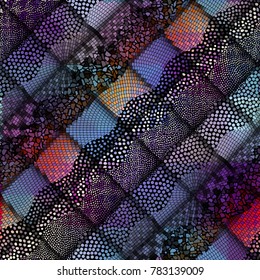 Seamless texture background. Diagonal waves of ornamental mosaic tile patterns. Different mosaic textures.