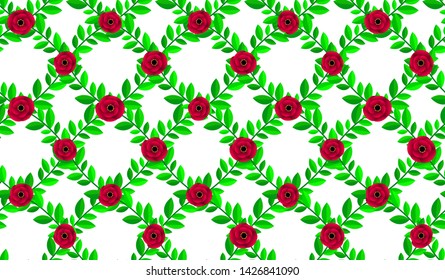 seamless texture background with flowers and leaves