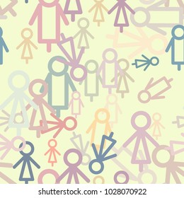 Seamless texture background hand drawn. Abstract sign of male or female, good for design. Cartoon style vector.