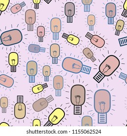 Seamless texture background hand drawn. Abstract bulb, For graphic resource. Vector artwork.