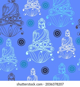 Seamless (texture) background with indian patterns. Vector illustration.