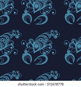 Seamless texture  (background) with lace pattern (with Cancer). For design: cloth, web, wallpaper, wrapping. Zodiac, Horoscope and astrology (astronomy)-symbol. Vector illustration.
