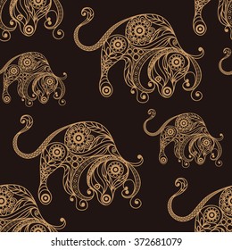 Seamless texture  (background) with lace pattern (with Taurus). For design: cloth, web, wallpaper, wrapping. Zodiac, horoscope and astrology (astronomy)-symbol. Vector illustration.