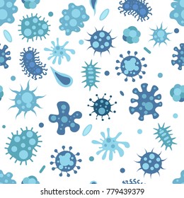 Seamless texture with bacterias and germs. Vector seamless pattern illustration for your web design.
