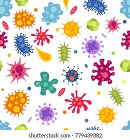 Seamless texture with bacterias and germs. Vector seamless pattern illustration for your web design.