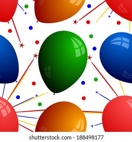 Seamless texture with balloons and fireworks