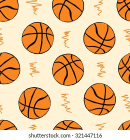 Seamless texture with basketballs balls on the light