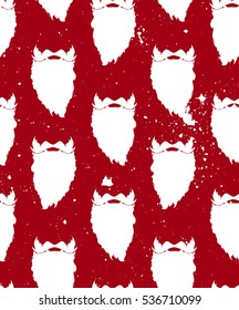 Seamless texture with a beard of Santa Claus. White beard on a red background. Christmas background. Repeated pattern. It can be used as wallpaper, wrapping, fabric or your design.