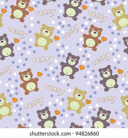 Seamless texture with bears on a blue background