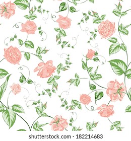 Seamless texture of beautiful roses for textiles