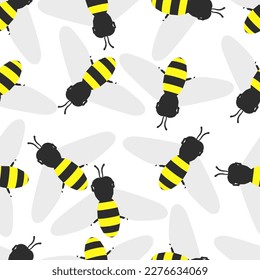 Textura sin foco con abejas aisladas sobre fondo blanco. Ilustración vectorial.