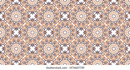 Seamless texture with beige arabic ornament. Vector border pattern