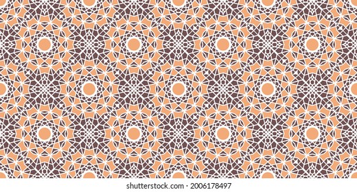 Textura sin foco con adorno árabe beige. Patrón de borde de vector