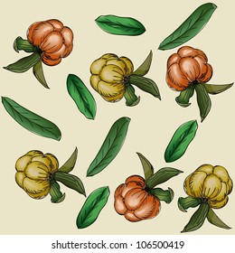 Seamless texture with berries and leaves. Vector illustration EPS8