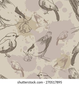 seamless texture with birds and splash