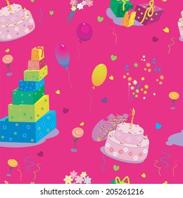 seamless texture to the birthday on pink background