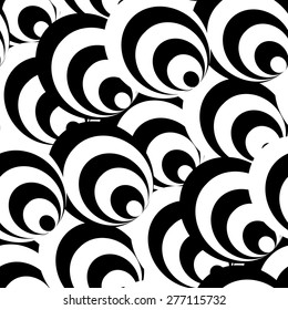 Seamless texture with black circles and rings