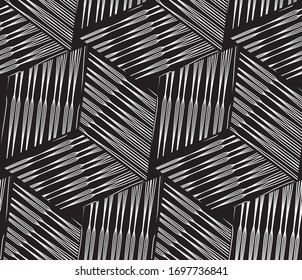 Seamless texture with black geometric forms
