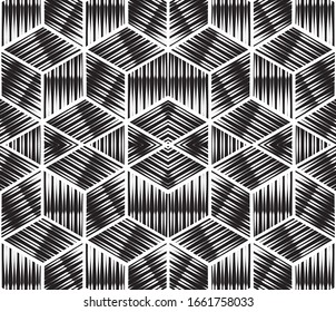 Textura transparente con formas geométricas negras (cubo).