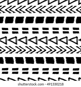 Seamless Texture With Black Hand-Drawn Abstract Elements
