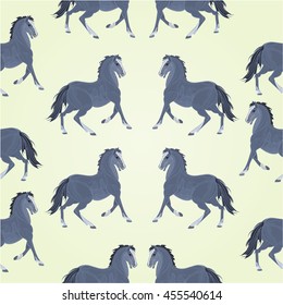 Seamless  texture black  horses stallions vector illustration