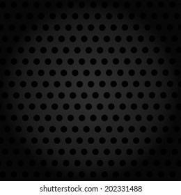 Seamless texture black metal surface dotted perforated background.