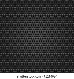 Seamless texture black metal surface dotted perforated background