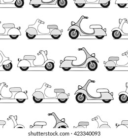 Seamless texture with black scooters. Vector illustration