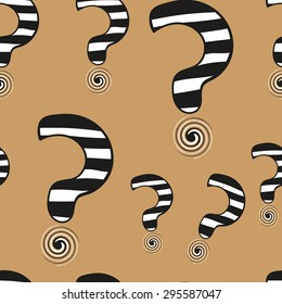 Seamless texture with black-and-white question marks on a brown background