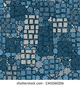 Seamless texture. Blocks of nine stones randomly arranged on an abstract background.