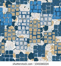 Seamless texture. Blocks of nine stones randomly arranged on an abstract background.
