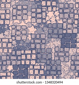 Seamless texture. Blocks of nine stones randomly arranged on an abstract background.