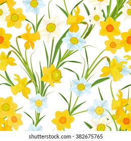 seamless texture with blossom of daffodils