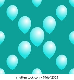 Seamless texture. Blue air  balls on a turquoise background