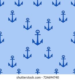 Seamless texture. Blue anchors on a blue background