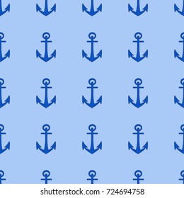 Seamless texture. Blue anchors on a blue background