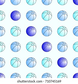 Seamless texture. Blue balls on a white background