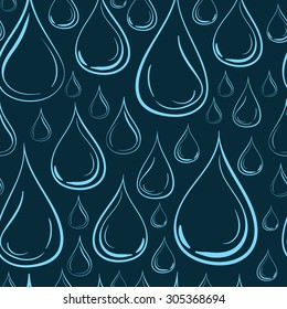 Seamless texture with blue contours of droplets against a dark background