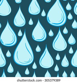 Seamless texture with blue drops of water of the different size