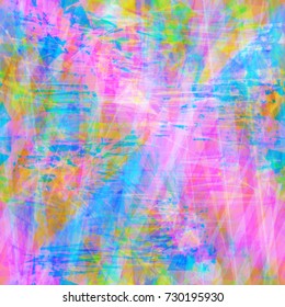 Seamless texture. Blue, purple, green colors. Triangles, scratches, stripes. Abstract vector background for web page, banners, fabric, home decor, wrapping 