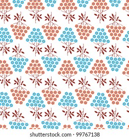 Seamless texture of blue and red blossoms. Isolate / Inflorescence